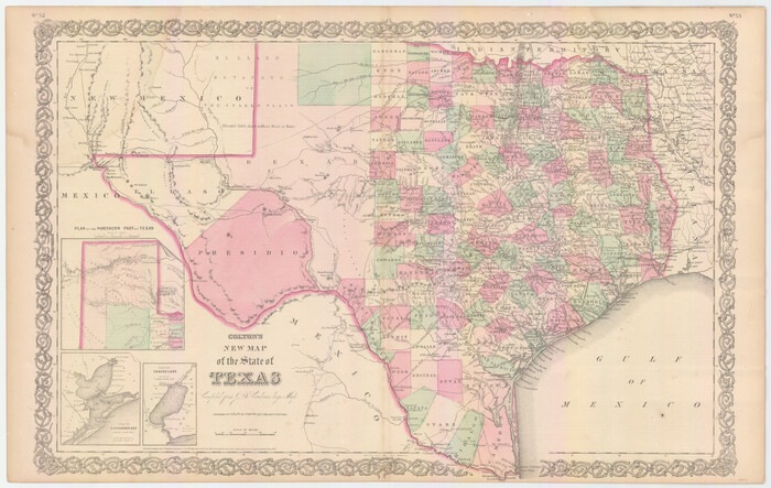 89225, Colton's New Map of the State of Texas Compiled from J. De Cordova's Large Map, General Map Collection