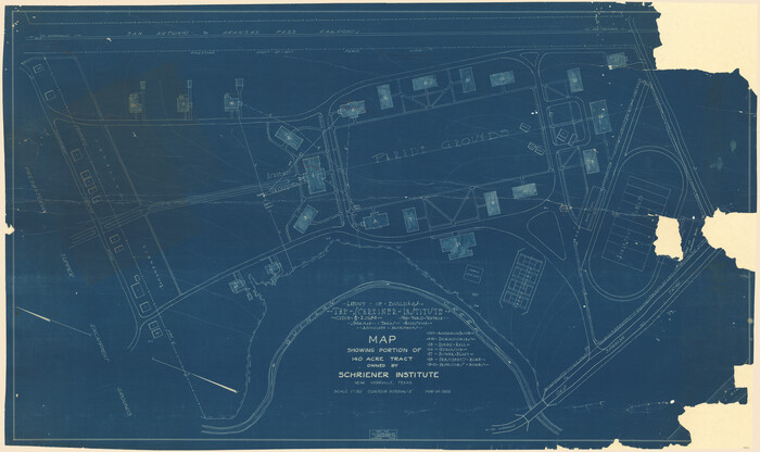 89443, Map showing portion of 140 acre tract owned by Schriener Institute near Kerrville, Texas, Barnes Railroad Collection