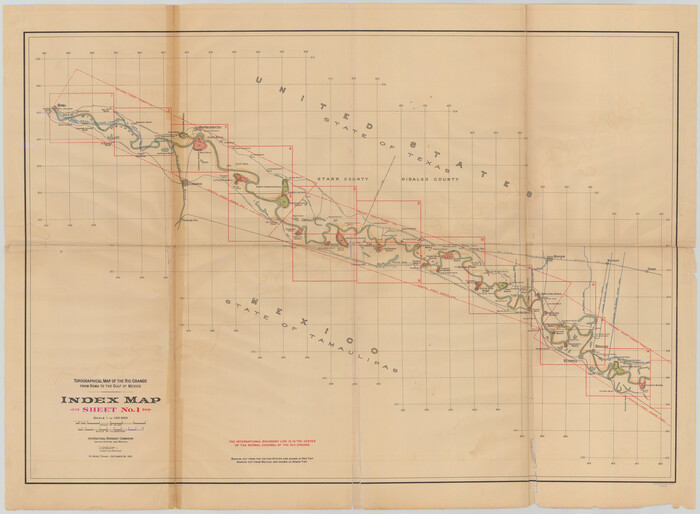 89523, Topographical Map of the Rio Grande from Roma to the Gulf of Mexico, Index Map, Sheet No. 1, General Map Collection