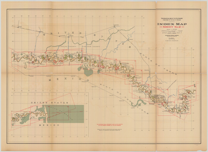 89524, Topographical Map of the Rio Grande from Roma to the Gulf of Mexico, Index Map, Sheet No. 2, General Map Collection