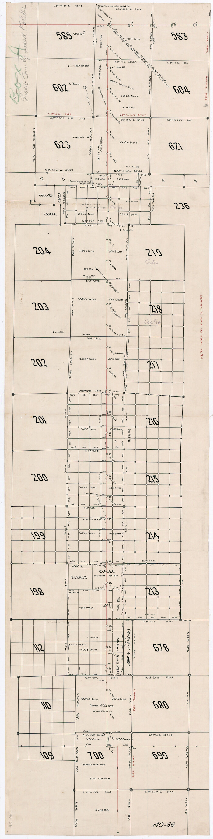 89630, [Capitol Leagues along Bailey-Lamb County Line], Twichell Survey Records