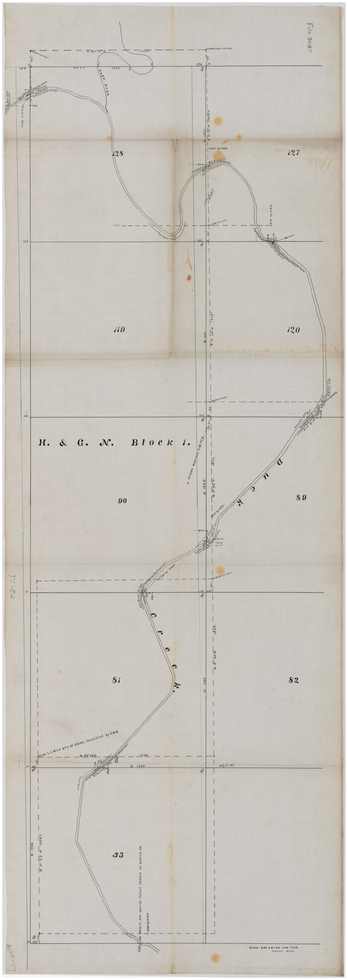 89633, [Sketch showing part of H. & G. N. Block 1], Twichell Survey Records