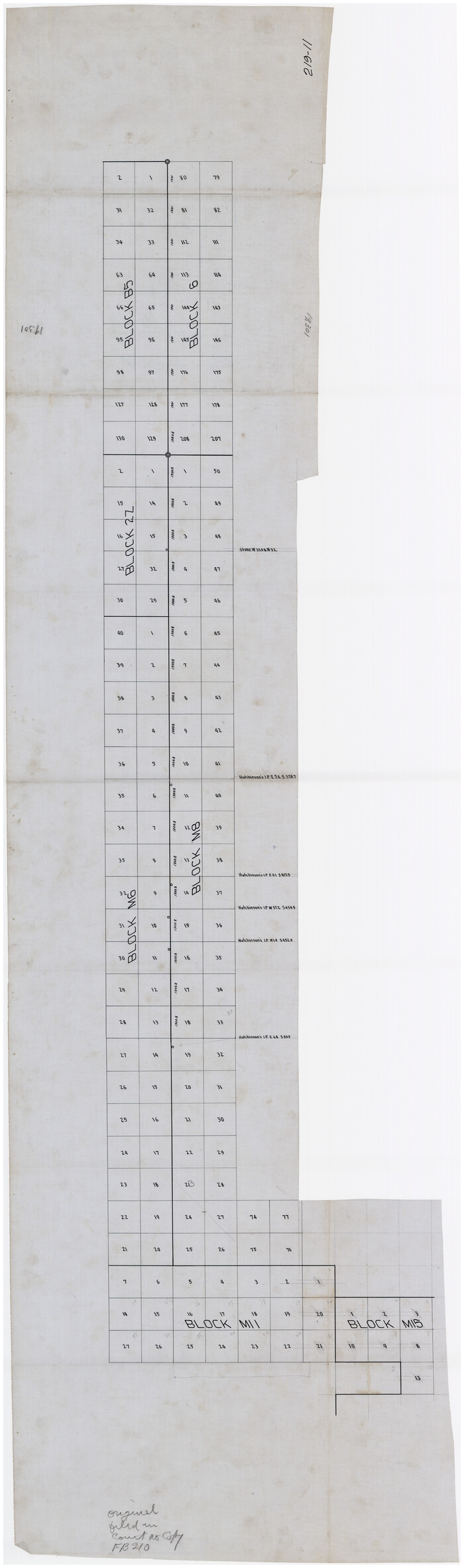 89644, [Sketch of part of Blks. B5, 6, 2Z, M6, M8, M11 and M15], Twichell Survey Records