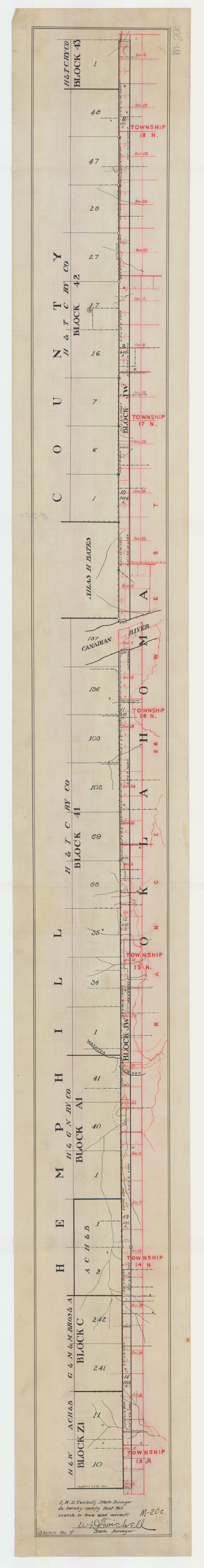 89664, [Sketch Between Hemphill County and Oklahoma], Twichell Survey Records