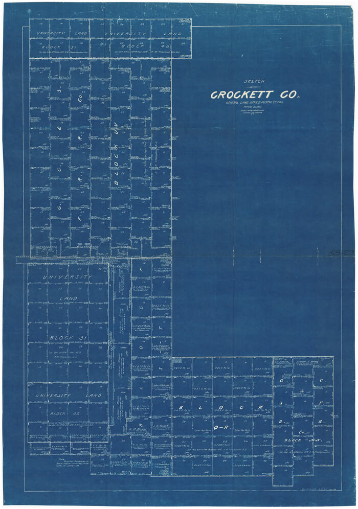 89677, Sketch in Crockett County [UT Blk. 31, 32, 46, 51, Blks. UV, ST, QR, MN], Twichell Survey Records