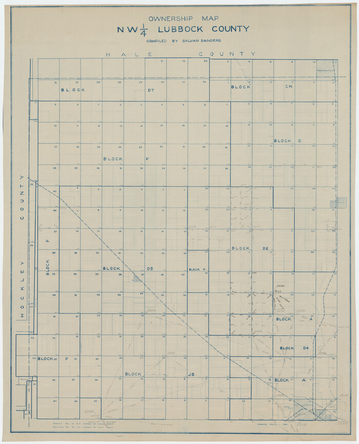 89696, Ownership Map NW 1/4 Lubbock County, Twichell Survey Records