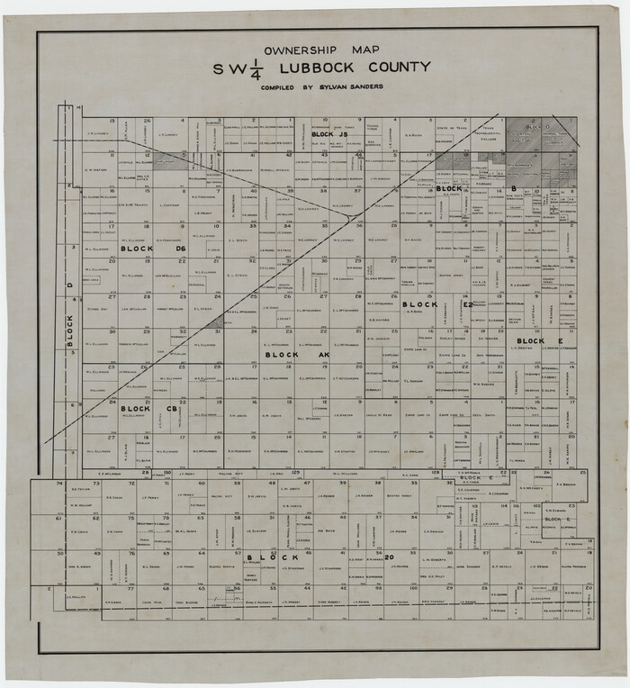 89697, Ownership Map SW 1/4 Lubbock County, Twichell Survey Records