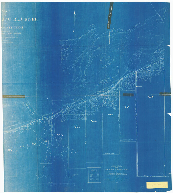 89813, Map [showing surveys 820-829] Along Red River, Twichell Survey Records