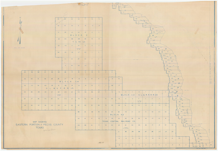 89835, Map Showing Eastern Portion of Pecos County, Texas, Twichell Survey Records
