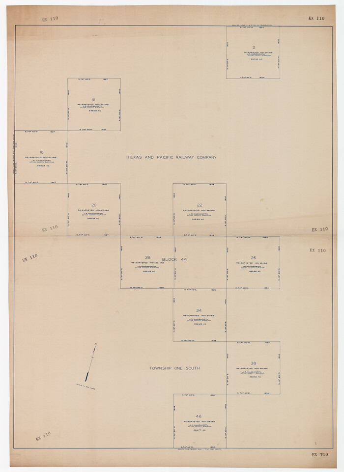 89846, [Texas and Pacific Railway Company, Block 44, Township One South], Twichell Survey Records