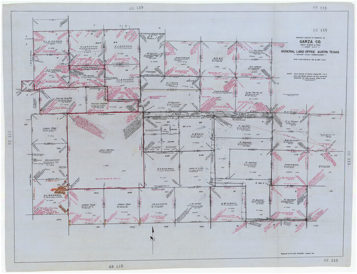 89872, Working Sketch of Surveys in Garza Co. About 12 Miles N. from Post City, Twichell Survey Records