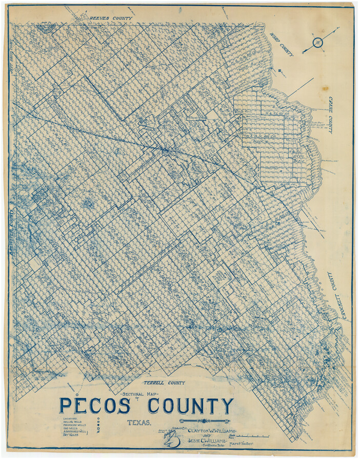 89878, Sectional Map of Pecos County, Texas, Twichell Survey Records