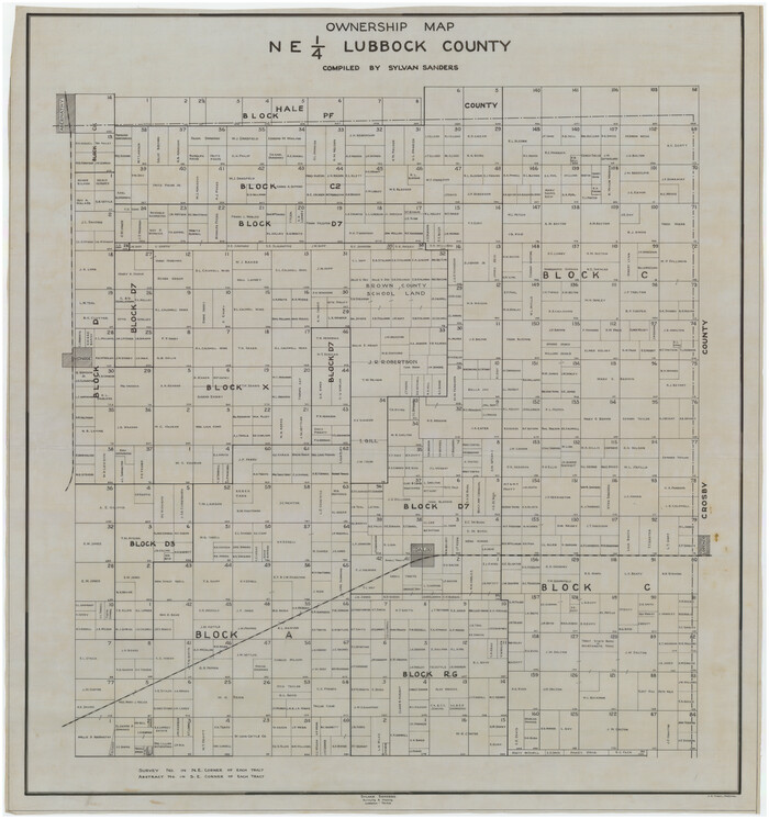 89896, Ownership Map NE 1/4 Lubbock County, Twichell Survey Records