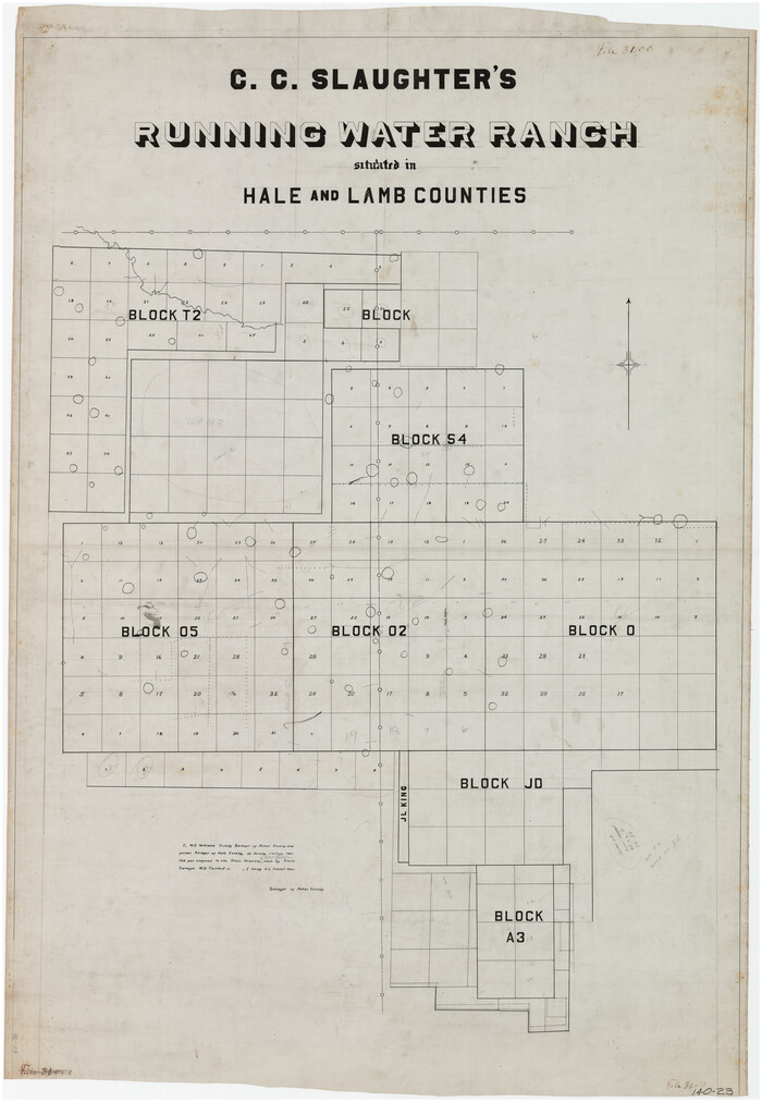 89924, C.C. Slaughter's Running Water Ranch situated in Hale and Lamb Counties, Twichell Survey Records