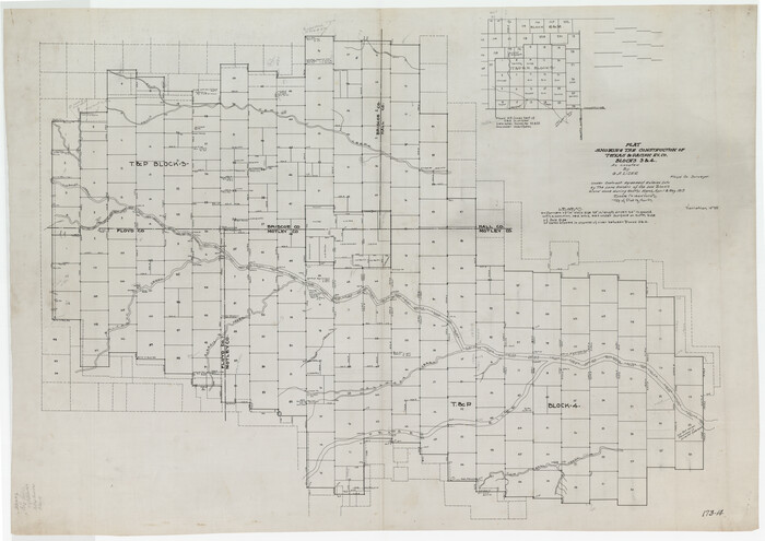 89931, Plat Showing the Construction of Texas & Pacific Ry. Co. Blocks 3 & 4 As Located by G. A. Lider, Twichell Survey Records