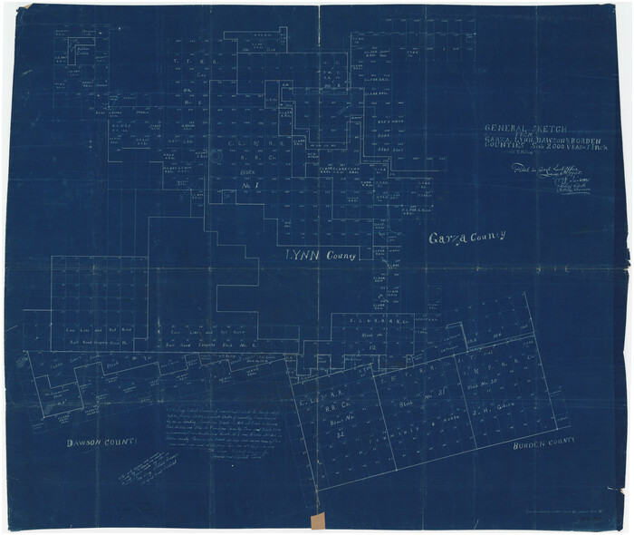 89933, General Sketch from Garza, Lynn, Dawson and Borden Counties, Twichell Survey Records