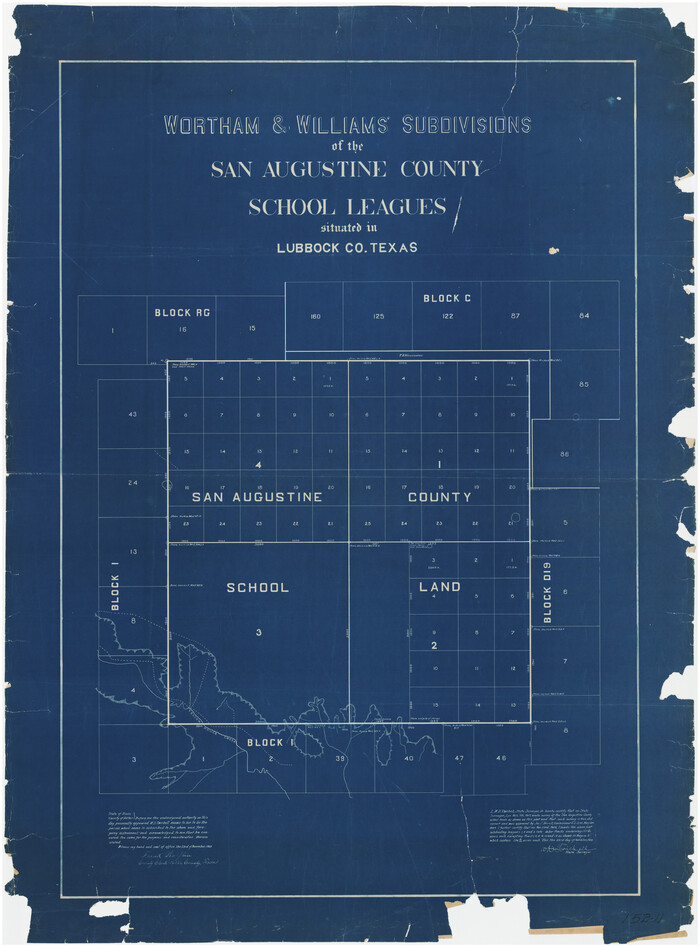 89935, Wortham & Williams' Subdivisions of the San Augustine County School Leagues situated in Lubbock Co., Texas, Twichell Survey Records