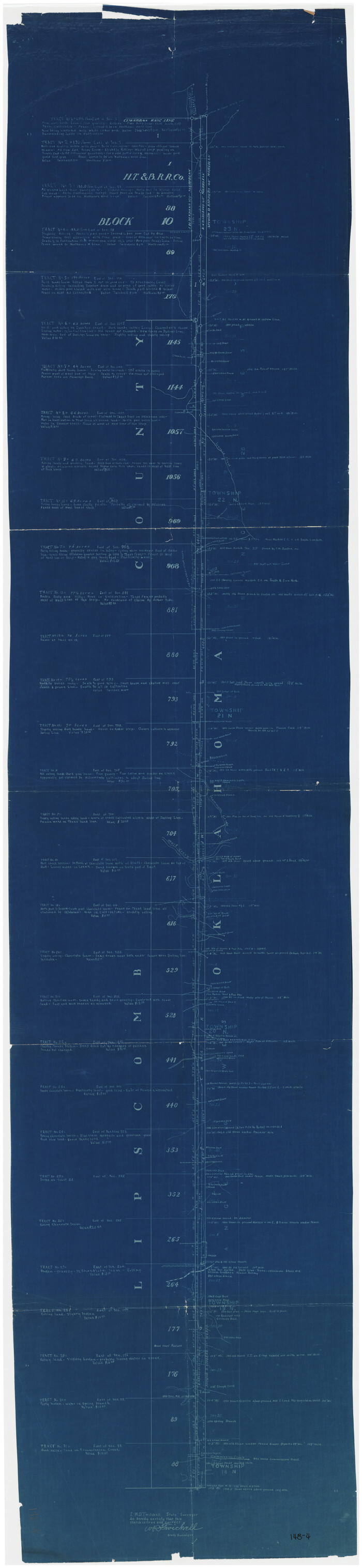 89939, [Sketch showing details along East line of Lipscomb County], Twichell Survey Records