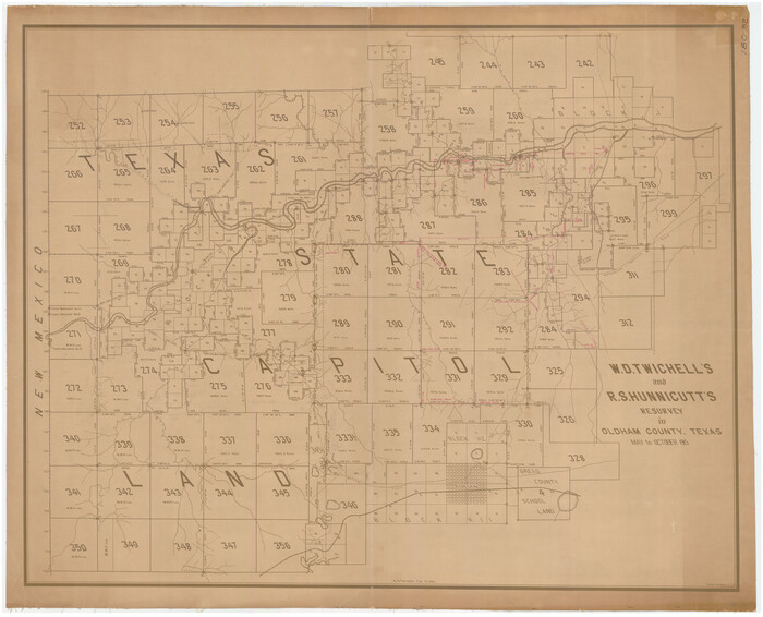 89970, W.D. Twichell's and R.S. Hunnicutt's Resurvey in Oldham County, Texas May to October 1915, Twichell Survey Records