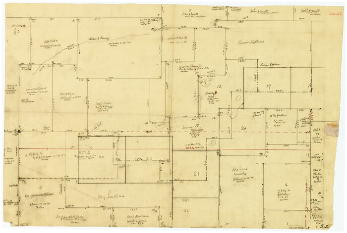 89978, [Pencil sketch showing various surveys south and along Holiday Creek], Twichell Survey Records