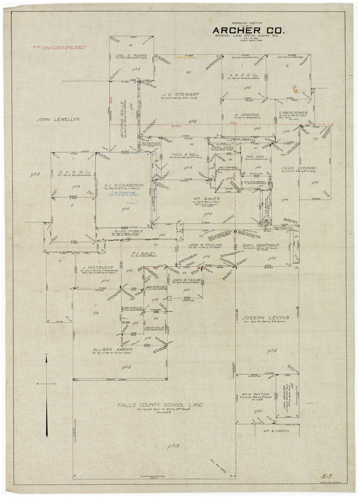 89980, Working Sketch in Archer County, Twichell Survey Records