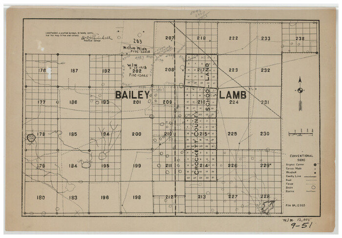 90106, [Subdivision of Crockett County School Land Lgs. 214-217], Twichell Survey Records