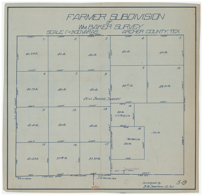 90122, Farmer Subdivision of Wm. Baker Survey, Twichell Survey Records