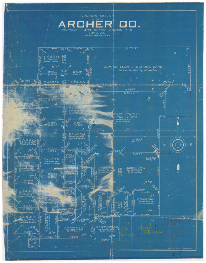 90169, Working Sketch in Archer County, Twichell Survey Records