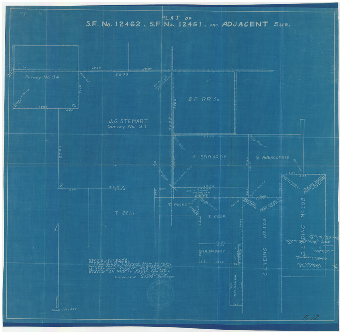 90172, Plat of S. F. No. 12462, S. F. No. 12461, and Adjacent Sur., Twichell Survey Records