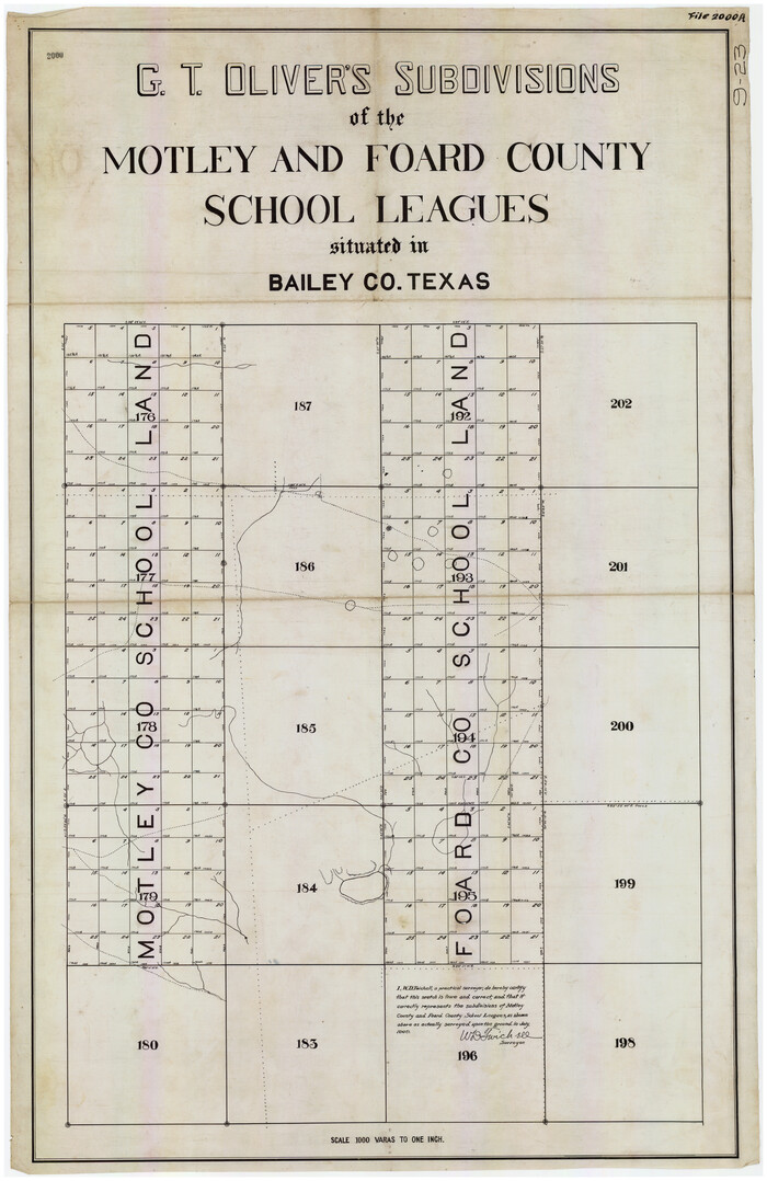 90181, G. T. Oliver's Subdivisions of the Motley and Foard County School Leagues situated in Bailey Co., Texas, Twichell Survey Records