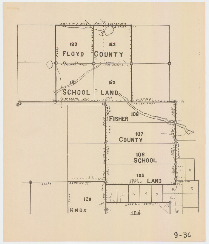 90189, [Floyd County Schoo Land Lgs. 180-183, Fisher County School Land Lgs. 105-108, and part of Blk. V], Twichell Survey Records
