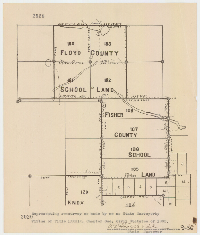 90191, [Floyd County Schoo Land Lgs. 180-183, Fisher County School Land Lgs. 105-108, and part of Blk. V], Twichell Survey Records