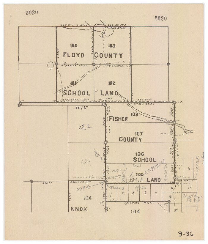 90192, [Floyd County School Land Lgs. 180-183, Fisher County School Land Lgs. 105-108, and part of Blk. V], Twichell Survey Records