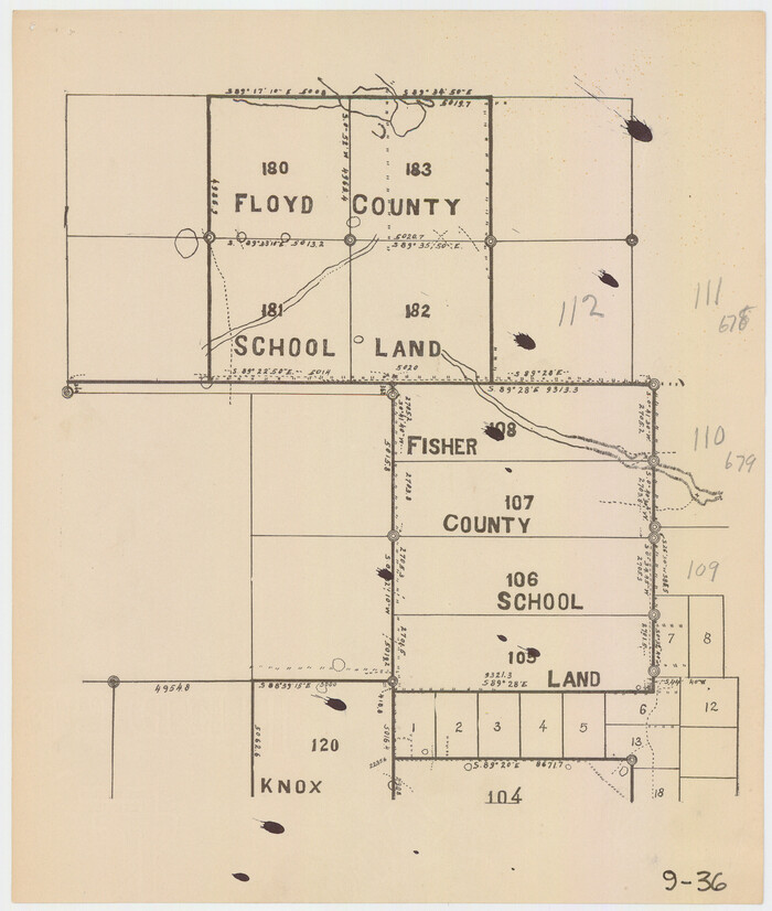 90193, [Floyd County Schoo Land Lgs. 180-183, Fisher County School Land Lgs. 105-108, and part of Blk. V], Twichell Survey Records