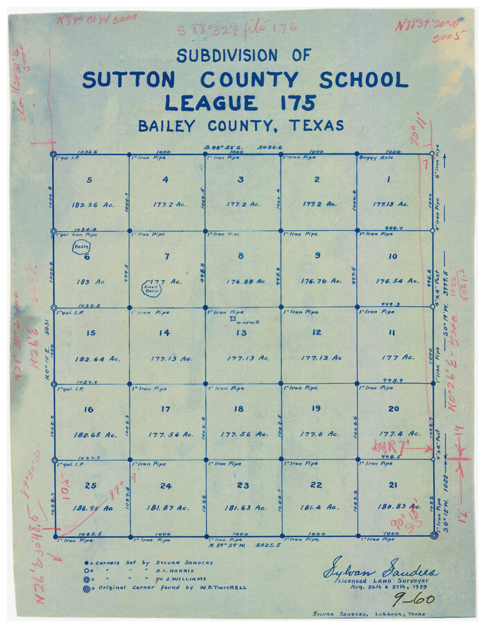 90201, Subdivision of Sutton County School League 175, Bailey County, Texas, Twichell Survey Records