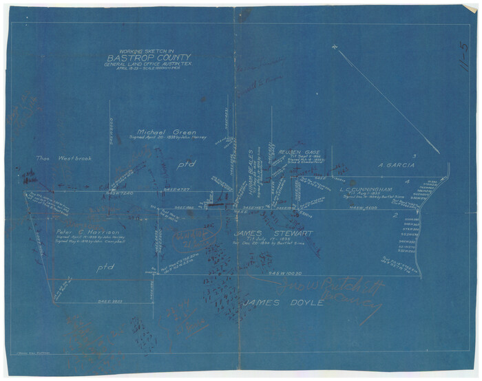 90203, Working Sketch in Bastrop County, Twichell Survey Records