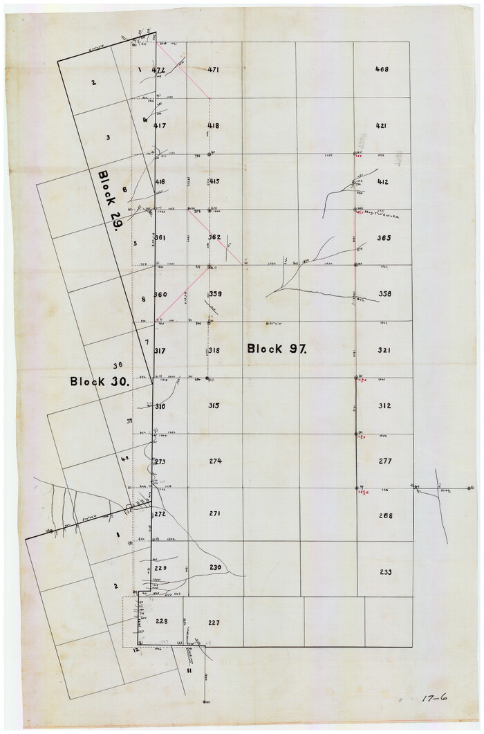 90212, [West line of H. & T. C. RR. Block 97 and Blocks 29 and 30], Twichell Survey Records