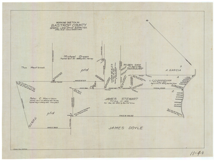 90238, Working Sketch in Bastrop County, Twichell Survey Records