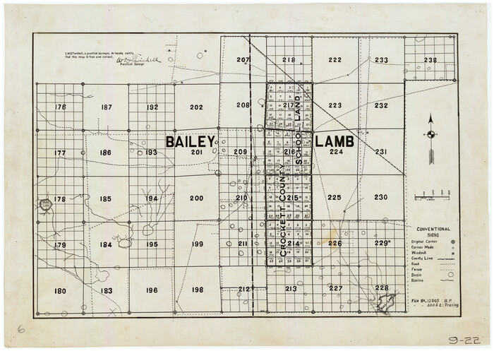 90253, [Subdivision plat of Crockett County School Land Leagues 214-217 and adjacent leagues], Twichell Survey Records