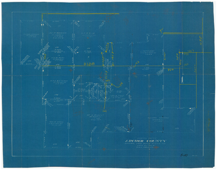 90257, Working Sketch Archer County, Twichell Survey Records