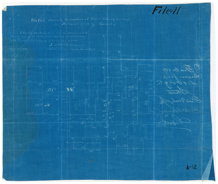90270, Sketch Showing Correction of Field Notes and Surveys, Twichell Survey Records