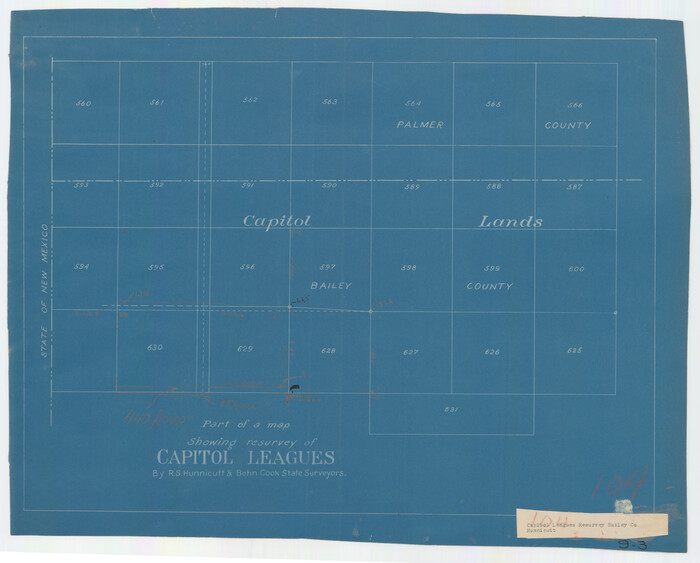 90277, Part of a map showing resurvey of Capitol Leagues by R. S. Hunnicutt & Behn Cook State Surveyors, Twichell Survey Records
