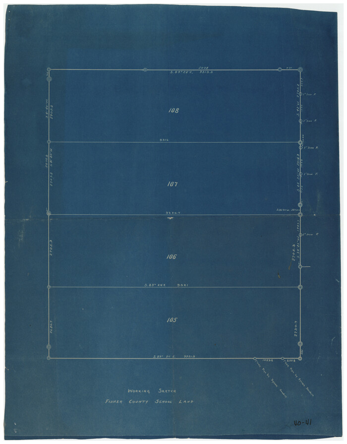 90294, Working Sketch Fisher County School Land [Leagues 105-108], Twichell Survey Records