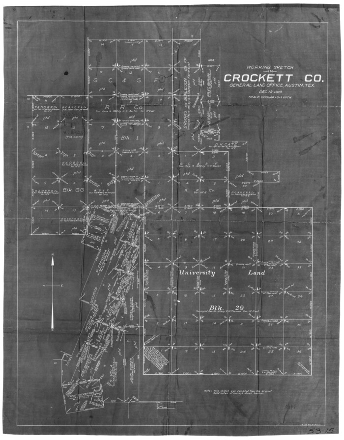 90315, Working Sketch in Crockett County, Twichell Survey Records