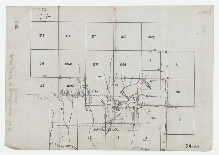 90342, [Sections 1035-1038, E. B. Logan survey and vicinity], Twichell Survey Records