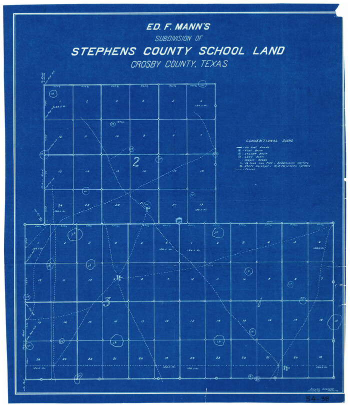 90356, Ed. F. Mann's Subdivision of Stephens County School Land, Crosby County, Texas, Twichell Survey Records