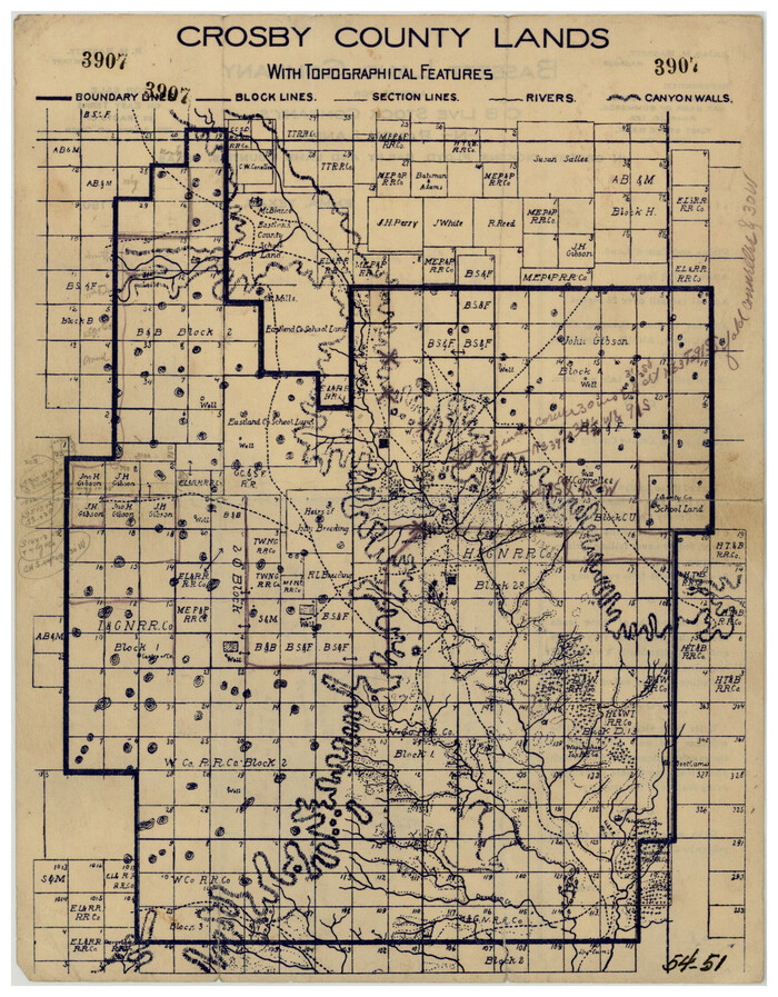 90369, Crosby County Lands with Topographical Features, Twichell Survey Records
