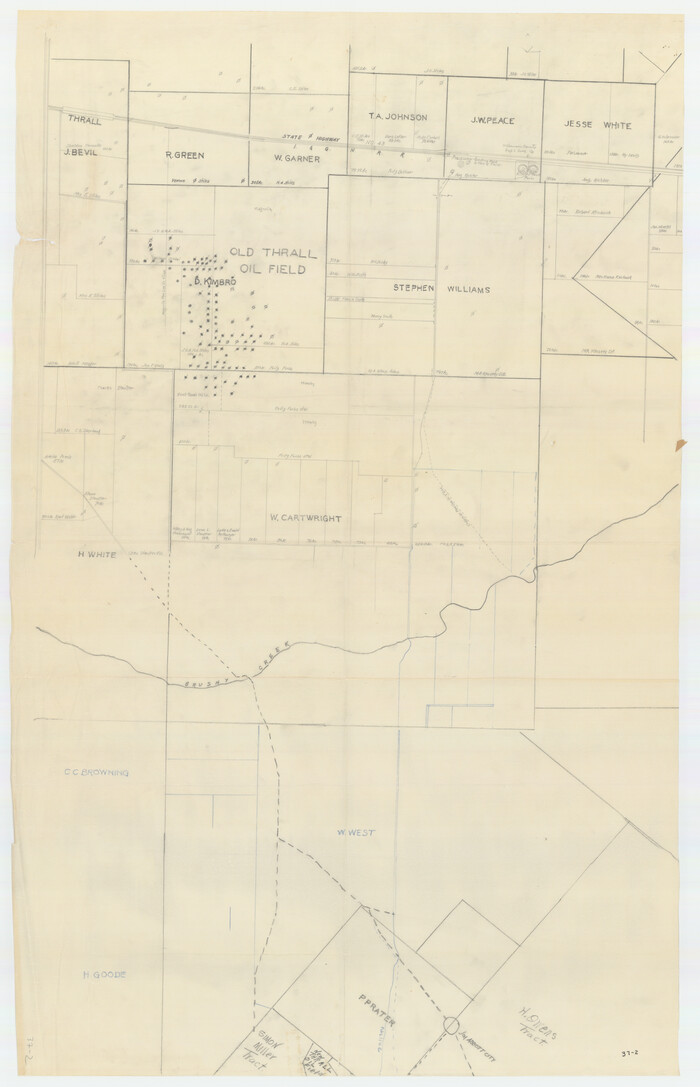 90421, [Sketch showing surveys near Brushy Creek and Old Thrall Oil Field], Twichell Survey Records