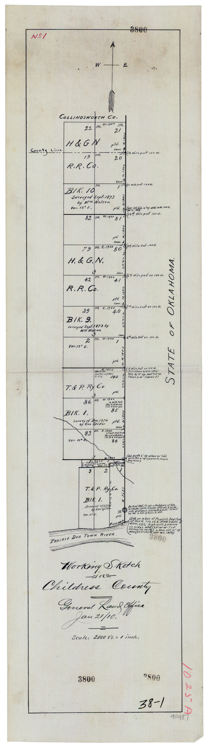 90425, Working Sketch in Childress County, Twichell Survey Records