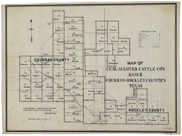 90439, Map of C. C. Slaughter Cattle Co.'s Ranch, Cochran-Hockley Counties, Texas, Twichell Survey Records